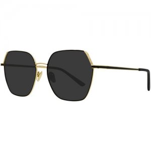 Солнцезащитные очки , шестиугольные, оправа: металл, поляризационные, для женщин, золотой Cosmopolitan. Цвет: черный