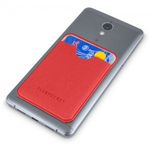Картхолдер / Футляр Чехол для карты пропуска телефона на клеевой основе, цвет Красный Flexpocket. Цвет: красный