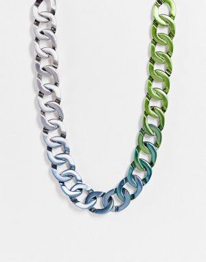 Массивная цепочка на шею голубого и зеленого цвета с эффектом омбре матовой отделкой -Розовый цвет ASOS DESIGN