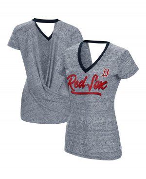 Женская серая футболка Boston Red Sox Halftime с запахом сзади и v-образным вырезом , серый Touch