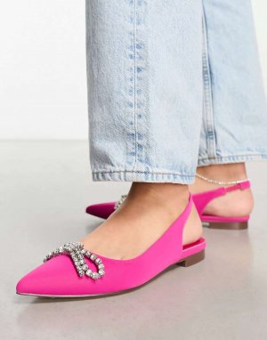 Гламурные розовые туфли на плоской подошве с острым носком и босоножками пятке Glamorous