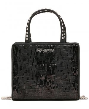 Миниатюрная сумка-портфель Ikons с пайетками KARL LAGERFELD PARIS, черный Paris
