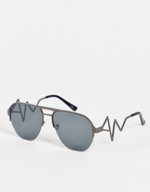 Солнцезащитные очки с отделкой на оправе и черными стеклами -Серебряный Jeepers Peepers