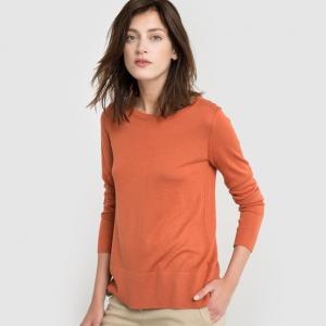 Пуловер двухцветный, шерсть в составе R essentiel. Цвет: красный темный