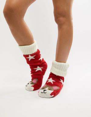 Носки-слиперы на флисовой подкладке Sock Shop. Цвет: красный