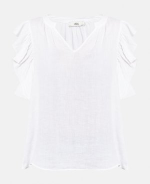 Льняная блузка, белый 0039 ITALY