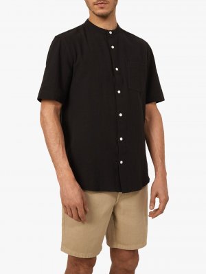 Рубашка с воротником Grandad из органического хлопка , черная Warehouse