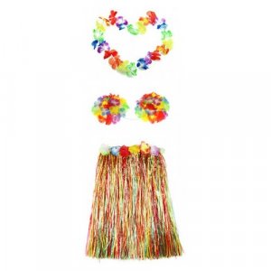 Набор гавайское ожерелье 96 см, лиф Лилия лифчик из цветов, юбка разноцветная с цветочками 60 см Happy Pirate. Цвет: микс
