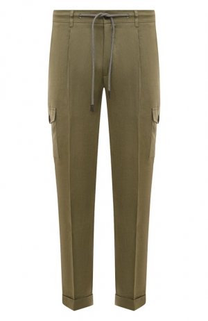 Льняные брюки-карго Gran Sasso. Цвет: зелёный