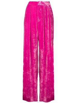 Бархатные брюки со складками Erika Cavallini. Цвет: розовый