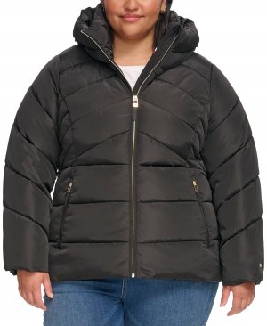 Женское пуховое пальто больших размеров с капюшоном , черный Tommy Hilfiger
