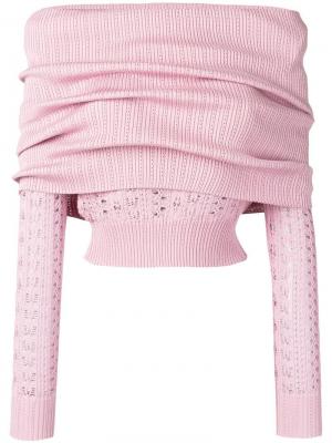 Укороченный свитер с открытыми плечами Christian Dior Vintage. Цвет: розовый