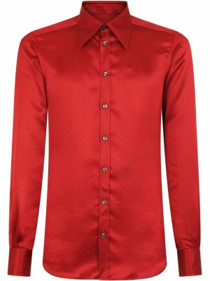 Шелковая рубашка с длинными рукавами Dolce & Gabbana. Цвет: красный