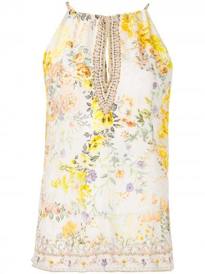 Блузка без рукавов с цветочным принтом Camilla. Цвет: белый