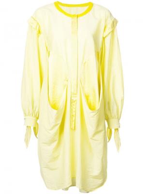 Платье-рубашка оригинального кроя Tsumori Chisato. Цвет: желтый