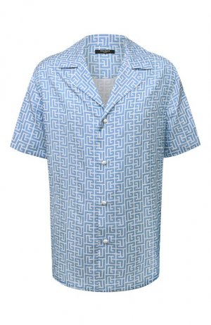Шелковая рубашка Balmain. Цвет: голубой