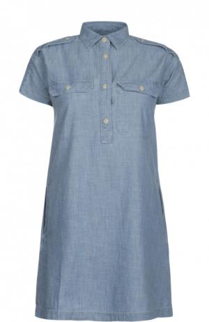 Джинсовое мини-платье с погонами и накладными карманами Denim&Supply by Ralph Lauren. Цвет: синий