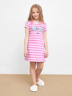 Хлопковая ночная сорочка для девочек Mark Formelle. Цвет: розовая полоска