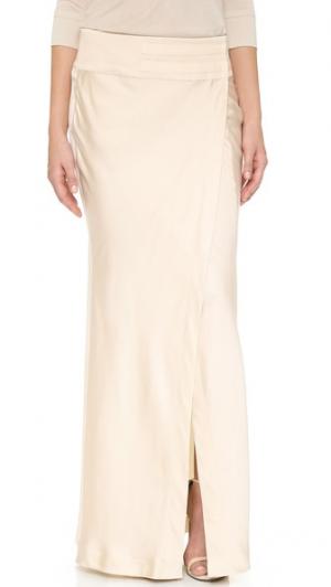 Длинная юбка с отделкой лентой рисунком «елочка» Donna Karan New York. Цвет: белый