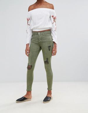 Рваные джинсы скинни Jenna Urban Bliss. Цвет: зеленый