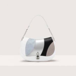 Кожаная сумка в стиле пэчворк «Калейдоскоп» MAGIE KALEIDOSCOPE PATCH MINI, белый Coccinelle