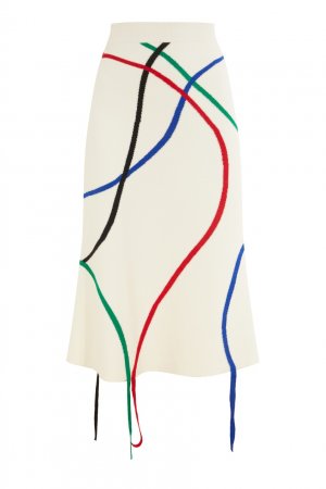 Шерстяная юбка цвета экрю Loewe. Цвет: черный