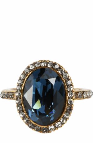 Кольцо с кристаллами Swarovski Oscar de la Renta. Цвет: голубой