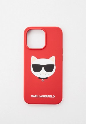 Чехол для iPhone Karl Lagerfeld 13 Pro Liquid silicone Choupette Hard Red. Цвет: красный