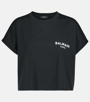 Футболка из хлопкового джерси с логотипом BALMAIN, черный Balmain