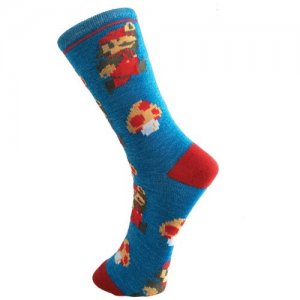 Носки синие Супер Марио с грибами 2beMan. Цвет: синий
