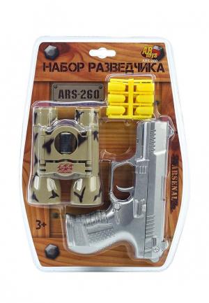 Игрушка Арсенал Пистолет. Набор разведчика (пистолет металлик, бинокль, 12 пуль). Цвет: разноцветный