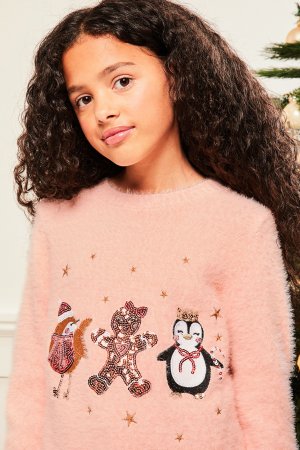 Вязаный рождественский свитер , розовый Lipsy
