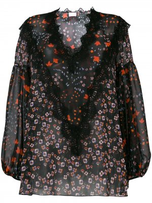 Блузка с цветочным принтом Giamba. Цвет: черный