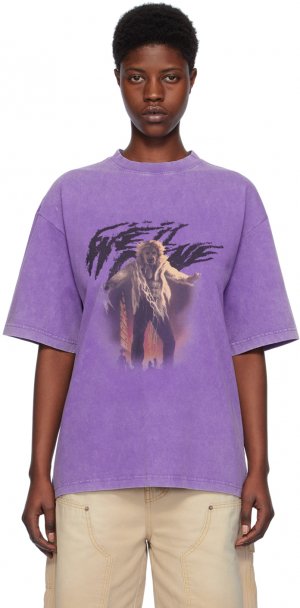 Фиолетовая винтажная футболка ужасов We11Done