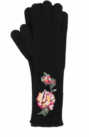 Удлиненные шерстяные перчатки с аппликациями Dolce & Gabbana. Цвет: черный