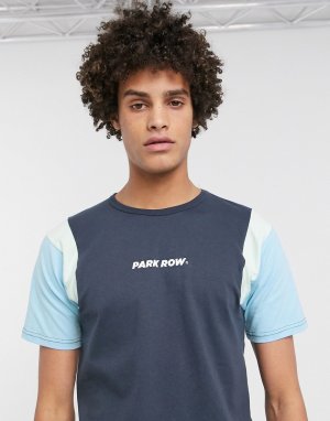 Темно-синяя футболка со вставками на плечах -Темно-синий Park Row