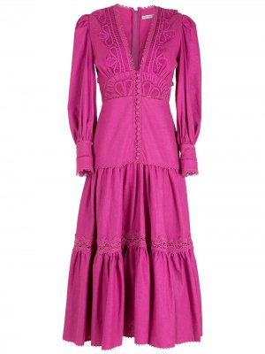 Платье миди Mariah с кружевом Martha Medeiros. Цвет: розовый