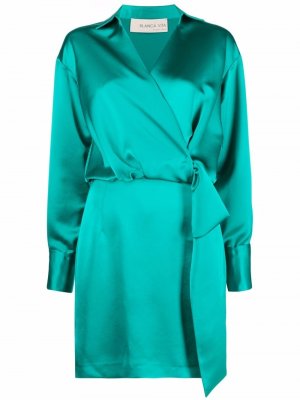 Wrap-style satin-effect dress Blanca Vita. Цвет: зеленый