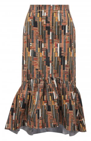 Хлопковая юбка-годе с принтом Stella Jean. Цвет: разноцветный