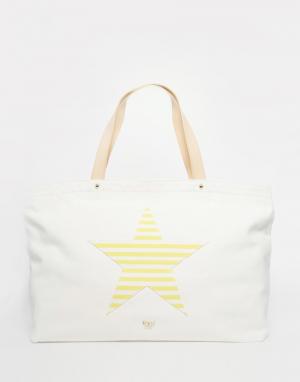 Пляжная парусиновая сумка со звездой Nali. Цвет: белый