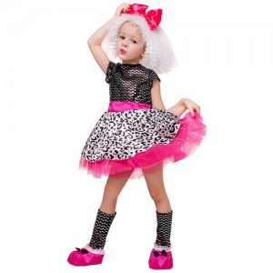 Карнавальный костюм Кукла Лол Пуговка рост 128. Цвет: белый/розовый/черный
