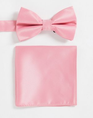 Розовый галстук-бабочка и нагрудный платок ASOS DESIGN
