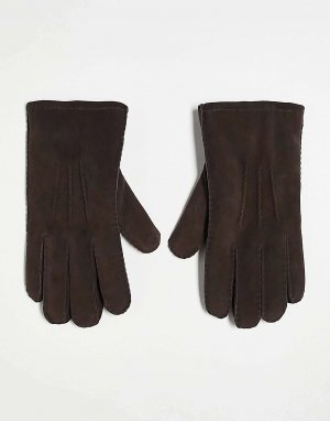 Коричневые кожаные перчатки Bolongaro Trevor