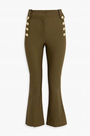 Укороченные расклешенные брюки из смесового хлопка с пуговицами DEREK LAM 10 CROSBY, зеленый Crosby