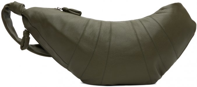 Зеленая большая сумка для круассанов , цвет Dark moss Lemaire