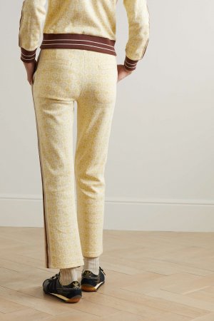 WALES BONNER Укороченные брюки прямого кроя из жаккарда органического хлопка с отделкой крючком Shine, желтый