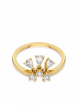 Кольцо Dancing Diamond Flower из желтого золота с бриллиантами Delfina Delettrez. Цвет: золотистый