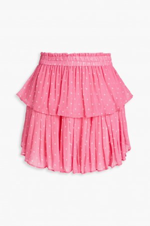 Многоярусная мини-юбка из жоржета в горошек Loveshackfancy, розовый LoveShackFancy