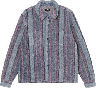 Рубашка Stripe Sherpa Shirt 'Blue', синий Stussy