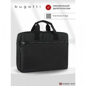 Портфель 49451001, фактура гладкая, черный Bugatti. Цвет: черный